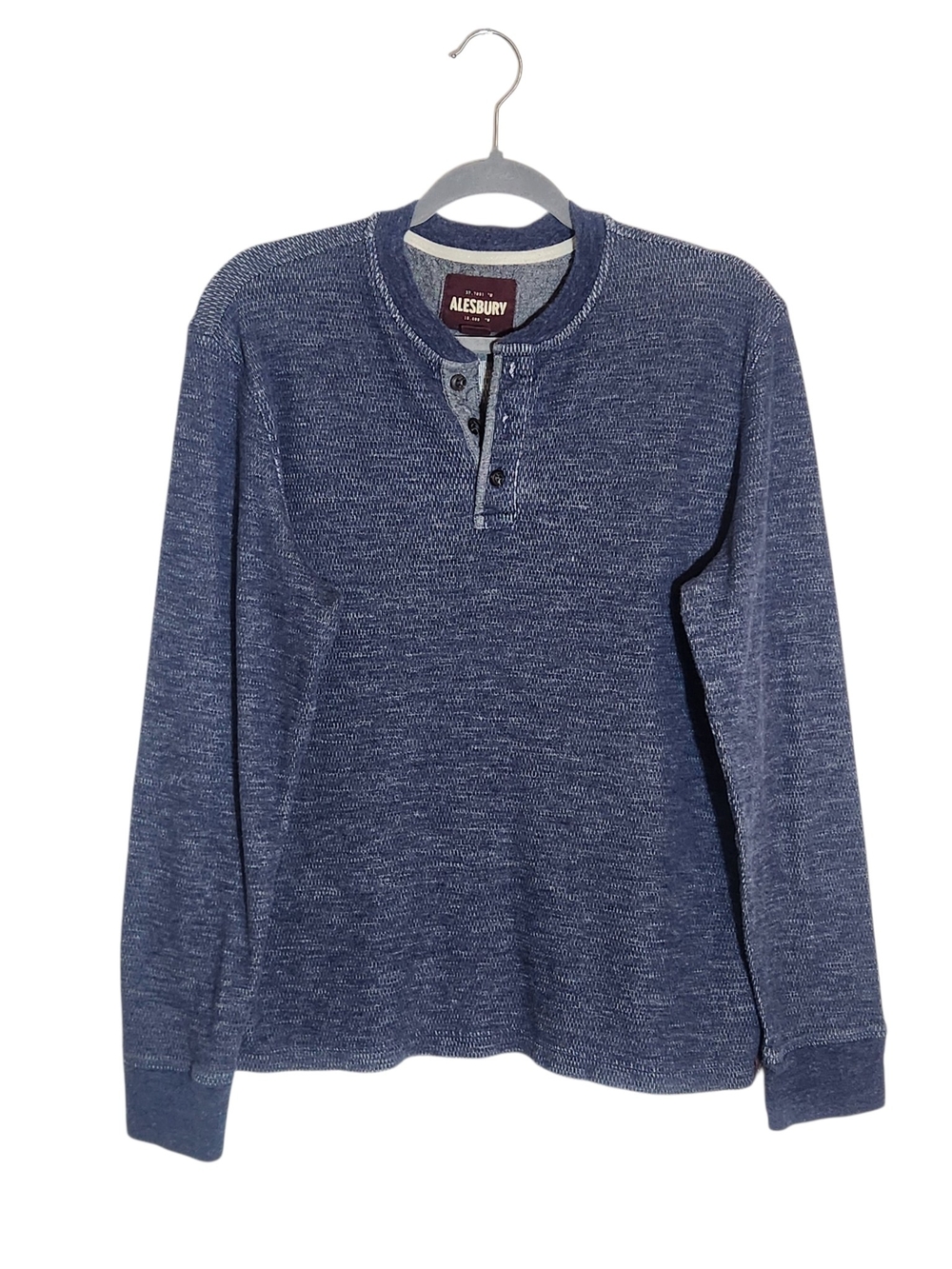 Alesbury Heather Blue Henley Shirt Size Large
